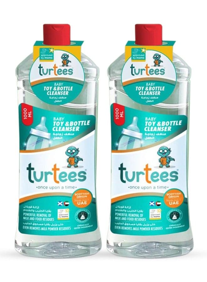 Turtees Baby Toy & Bottle Cleanser Pack of 2 (1000ml x 2) – Gentle & Safe Liquid for Baby Bottles, Nipples, Toys & Feeding Accessories – Removes Milk Residue, Alcohol & Colour Free