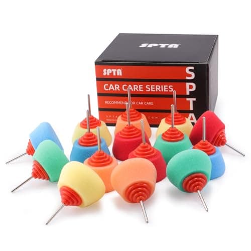 SPTA Mini Buffing Polishing Pads 15Pcs Car Detail Mini Polisher Foam Pads Detail Polishing Pads Used on Drill and Rotary Tools for Small Area Detailing Polishing Waxing Sealing Glaze
