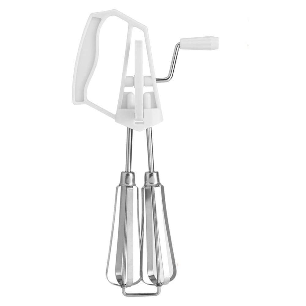 Stainless Steel Manual Whisk Egg Beater Rotary Handheld Egg Frother Mixer Cooking Tool KitchenWhite