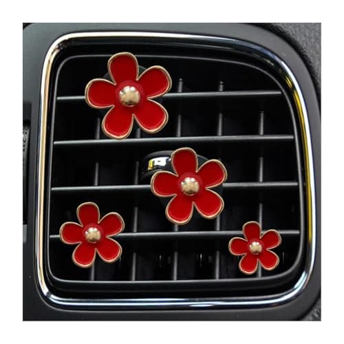 Osilly 8PCS Car Daisy Flower Air Vent Clip Cute Auto Outlet Air Conditioning Clip Sweet Girly Vehicle Fresheners Gift for Women Girls Car Interior Decor Universal FitRed