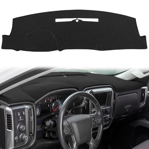Dash Cover Custom Fit for 20142018 Chevy Chevrolet SilveradoGMC Sierra 150020152019 Chevy SilveradoGMC Sierra 2500HD 3500HDDashboard Pad Carpet no Forward Collision Alert 1418Black Y32