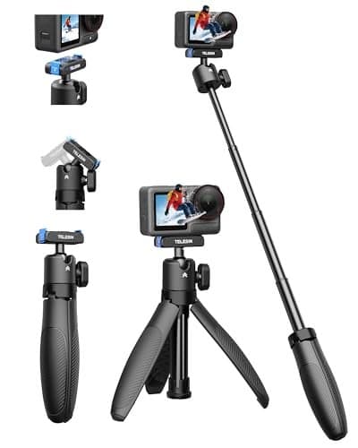 TELESIN 40cm157 Mini Selfie Stick Tripod Magnetic Quick Release Selfie Sticks Handle Grip Portable Vlog Monopod 360 Adjustable Extended Pole for DJI Osmo Action 5 Pro43 Camera Accessories