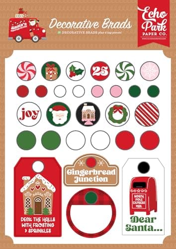 Santas Christmas Delivery Decorative Brads