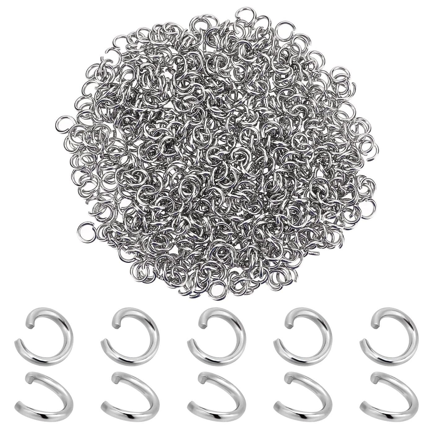 PH PandaHall About 480 Pcs 304 Stainless Steel Open Jump Rings Diameter 4mm Wire 21Gauge for Jewelry Making