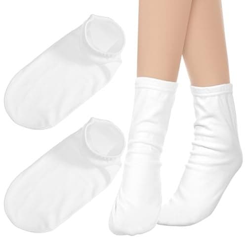 Castor Oil Pack Wrap for Feet Organic Cotton Socks for Foot Arthritis Tingling Cracking Relief Reusable Foot Ankles Wrap White Support for Plantar Fasciitis