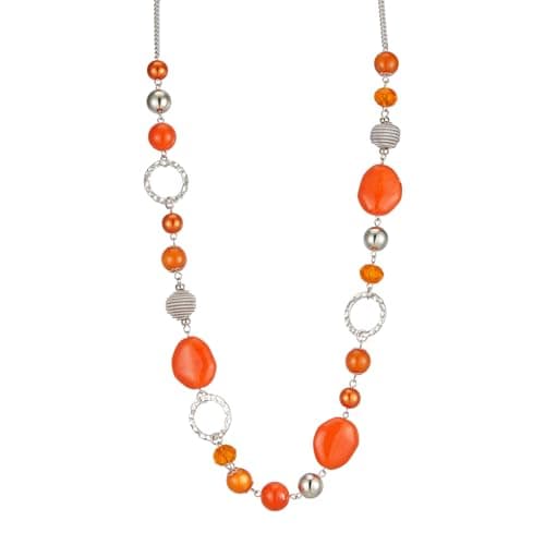 PEARL&CLUB Long Beaded Necklaces for Women - Sweater Chain Fashion Jewelry Necklace Gifts for Women(23-Orange)