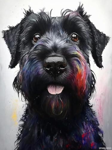 UPABLUNSO Adult Diamond Painting Kits Animal CloseUps Full Diamond Round Giant Schnauzer Diamond Dots Happy Dog Diamond Painting Kits Home Wall Decoration 12x16in30x40cm