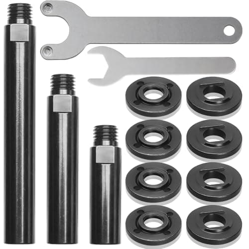 Angle Grinder Attachments Kit with 3 Extension Rods (5.5"/4"/3"), 4 Sets Flange Nut Assemblies & 2 Spanner Wrench - 5/8"-11 Thread Compatible with DeWalt Milwaukee Makita Bosch Grinder Accessories