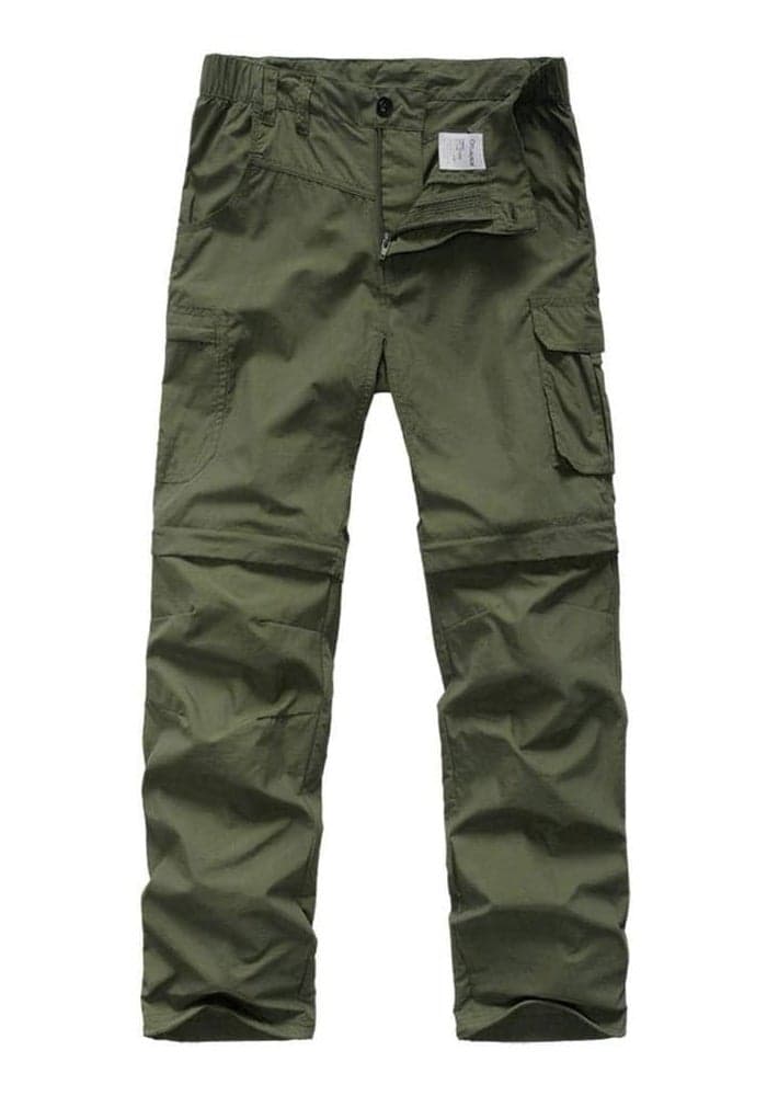 linlon Kids' Cargo Pants - Boy's Quick Dry Waterproof Hiking Climbing Convertible Trousers, Army Green, 8 Years