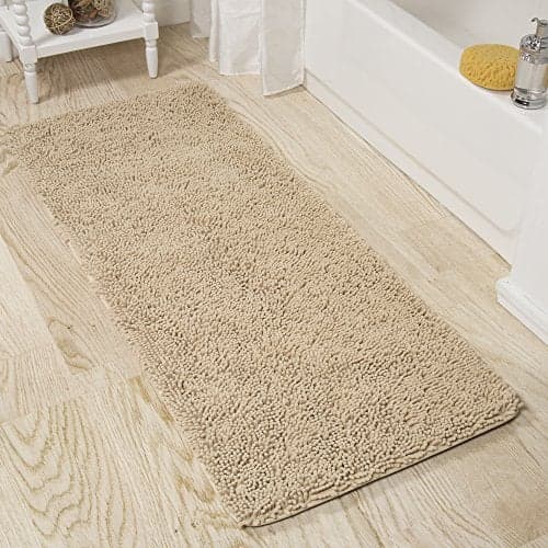 Lavish Home Memory Foam Shag Bath Mat 2-feet by 5-feet - Ivory