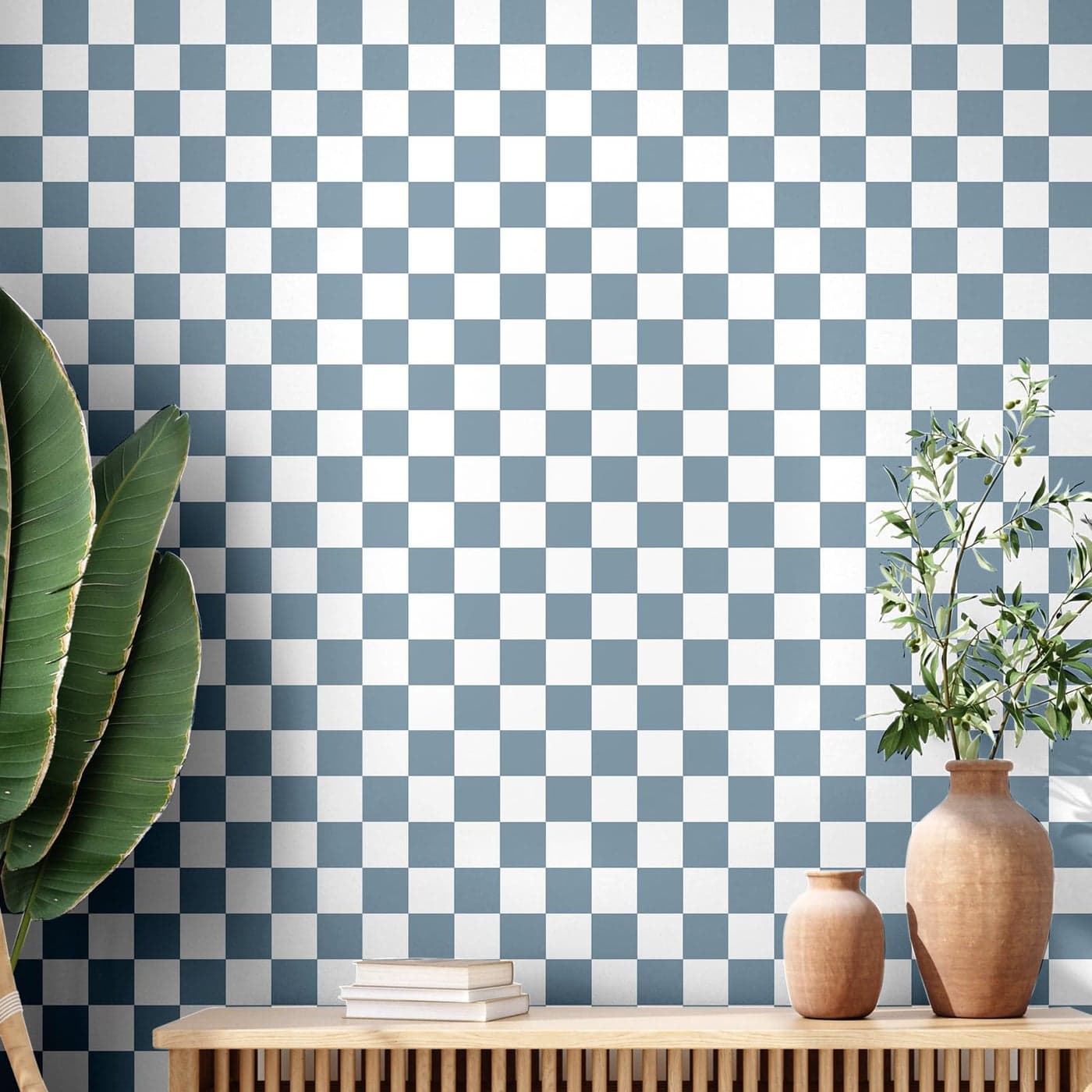 Drydiet Blue Checkered Peel and Stick Wallpaper 70s Retro Funky Checkered Contact Paper Geometric Waterproof Wallpaper Neutral Checkerboard Decor for Bathroom Cabinet98 x 1575