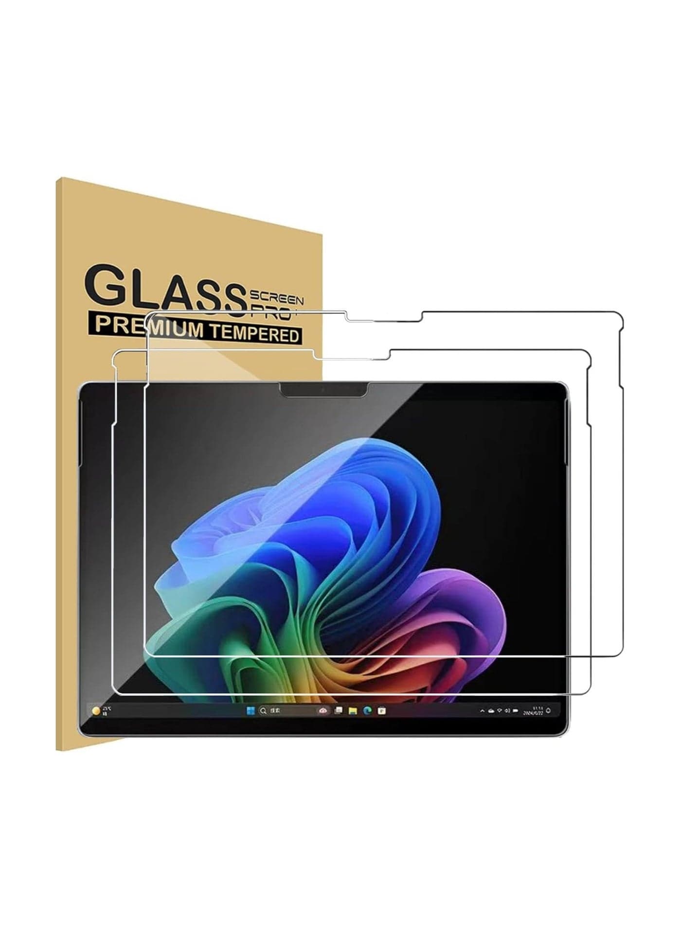 Two Pack Tempered Glass Screen Protectors for Microsoft Surface Pro 11 2024 13 Inch Scratch Resistant Bubble Free Easy Installation Film