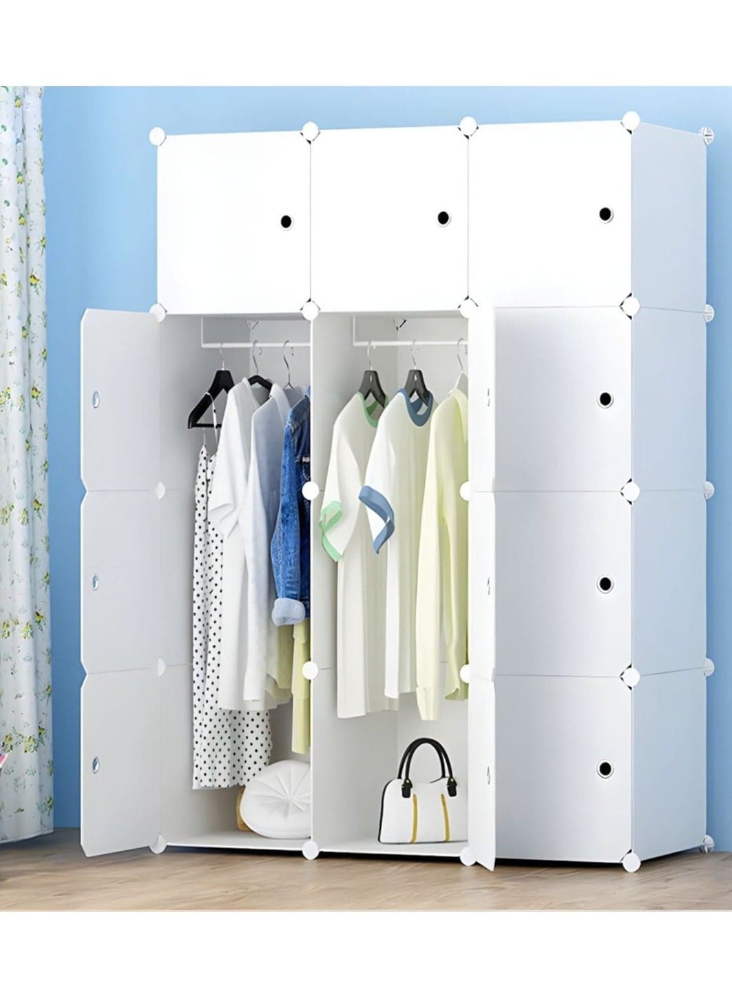 Plastic Folding Wardrobe Bedroom Simple Cabinet Space Saving Storage Shelves Portable Furniture