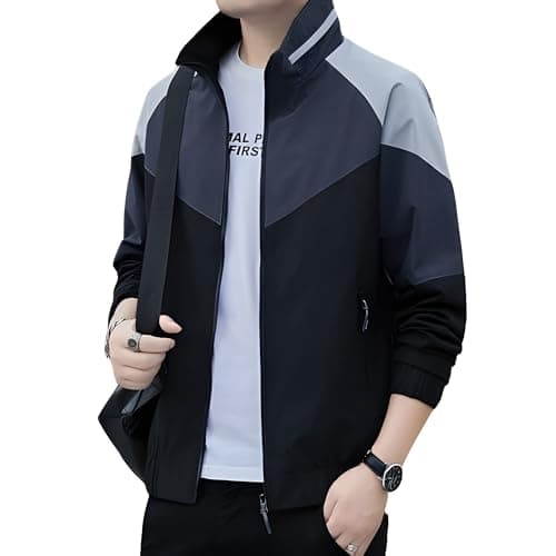 MIA FASHION Mens Jackets for Summer, Lightweight Windcheater Jacket, Full Sleeves, Regular Fit, Stylish Stand Collar, Zipper Closure