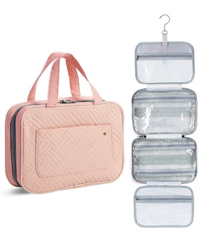 Ms. Pen- Travel Toiletry Bag Organizers, Baby Pink, Makeup Travel Bag for Toiletries with Hanging Hook, Water-Resistant