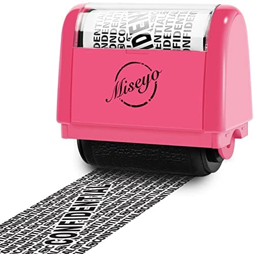 Miseyo Wide Roller Stamp Identity Theft Stamp 1.5 Inch Perfect for Privacy Protection - Peach
