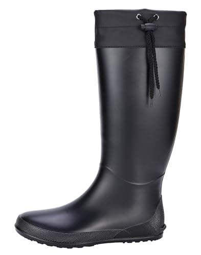 Asgard Women's Packable Tall Rain Boots Ultra Lightweight Garden Boots - NOT for Wide Calf, Black 39 (size 8.5-9)