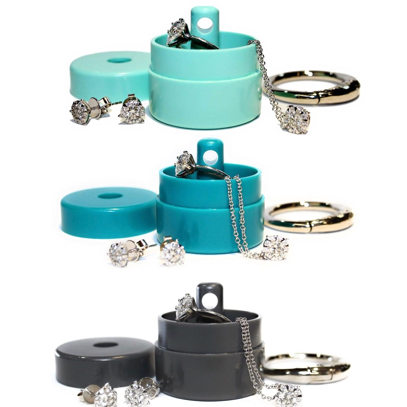 Lion Latch Travel Jewelry Box Case Ring Holder on Shark Tank Ring Holder for Women Girls with Keychain Small Jewelry Organizer Boxes Portable Ring Keeper Key Chain Jewelry Storage Case