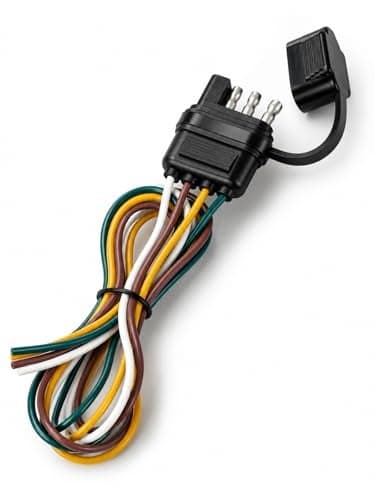 ELFFILLA 25 Inch 4Way Flat Trailer Connector 16AWG Water Dust Proof 4 Prong Wiring Harness with Zinc Terminals 4 Pin Male End for Trailer Boat RV Sealed Cover Included
