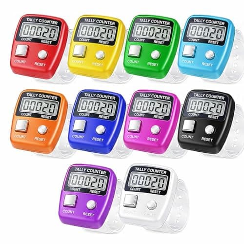 Estrenar Mini Hand Finger Ring Tally Counter for Chanting Mantra, Naam Jap Counter Digital Counting Machine for Meditation, Cricket Umpire and Various Counting Device Ring– Easy Reset Pack of 10