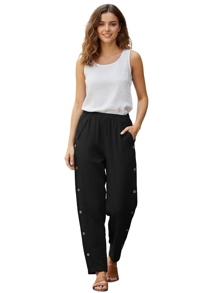 TOPLOT Women's Trousers | Loose Fit Design | Stylish Korean Style Look | Formal Pant for Women | Trendy Fashion Styling | Easy Movement | Excellent for Casual (5192_32_Black)