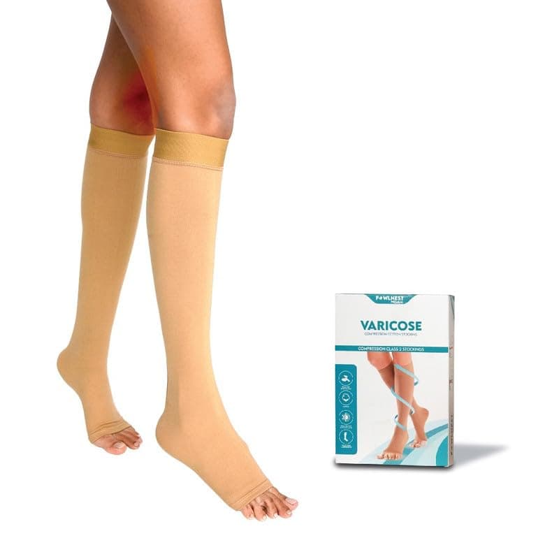 FOWLNEST Cotton | Not Seamless/stiched | DVT Medical Class 2 Compression Stockings For Varicose Veins & Leg Swelling - Unisex Knee-length Compression Socks For Men & Women 23-32 mmHg – 2XL