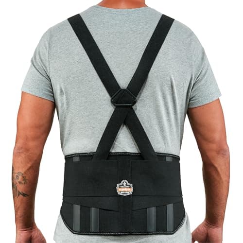 Ergodyne ProFlex 1600 Back Support Brace, 9" Extended Support, High Cut Front For Mobility, XL,Black