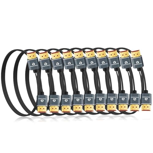 Thsucords Ultra Thin 8K 4K HDMI Cables 16FT 10 Pack Slim Flexible Soft High Speed HDMI 21 Lead Support 4K120Hz 8K60Hz 48Gbps for Roku TVHDTVPS5Bluray