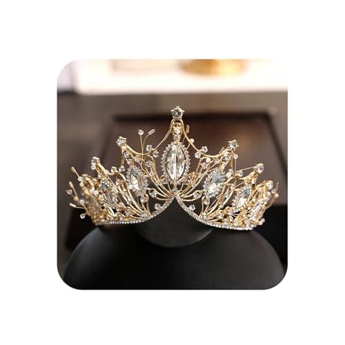 COCIDE Gold Crown for Women Baroque Queen Crown and Tiara for Girls Crystal Headband Mermaid Crown Princess Hair Accessories for Bride Birthday Party Bridesmaids Halloween Costume Cosplay
