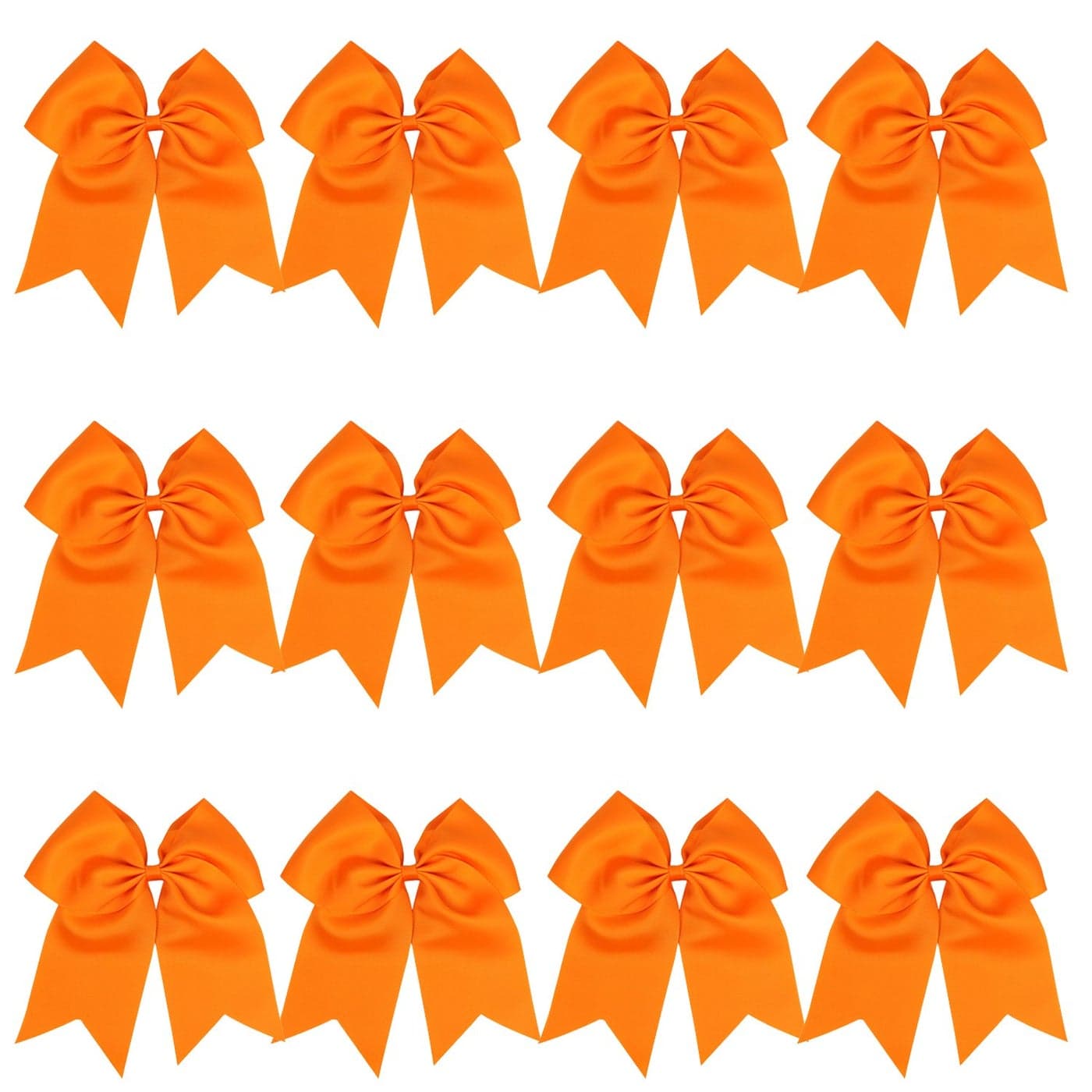 8 Inch Cheerleader Bows Ponytail Holder Solid Color Cheerleading Bows Hair Tie Orange