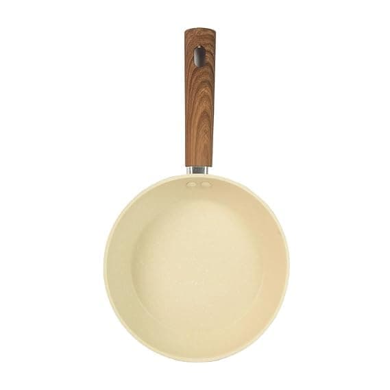 Nirvik 4-Hole Non-Stick Frying Pan | Ceramic Egg Frying Pan with Wooden Handle for Omelettes, Pancakes, and More – Durable Iron Cooking Pan for Kitchen, Easy to Clean (1 Pc) (White)