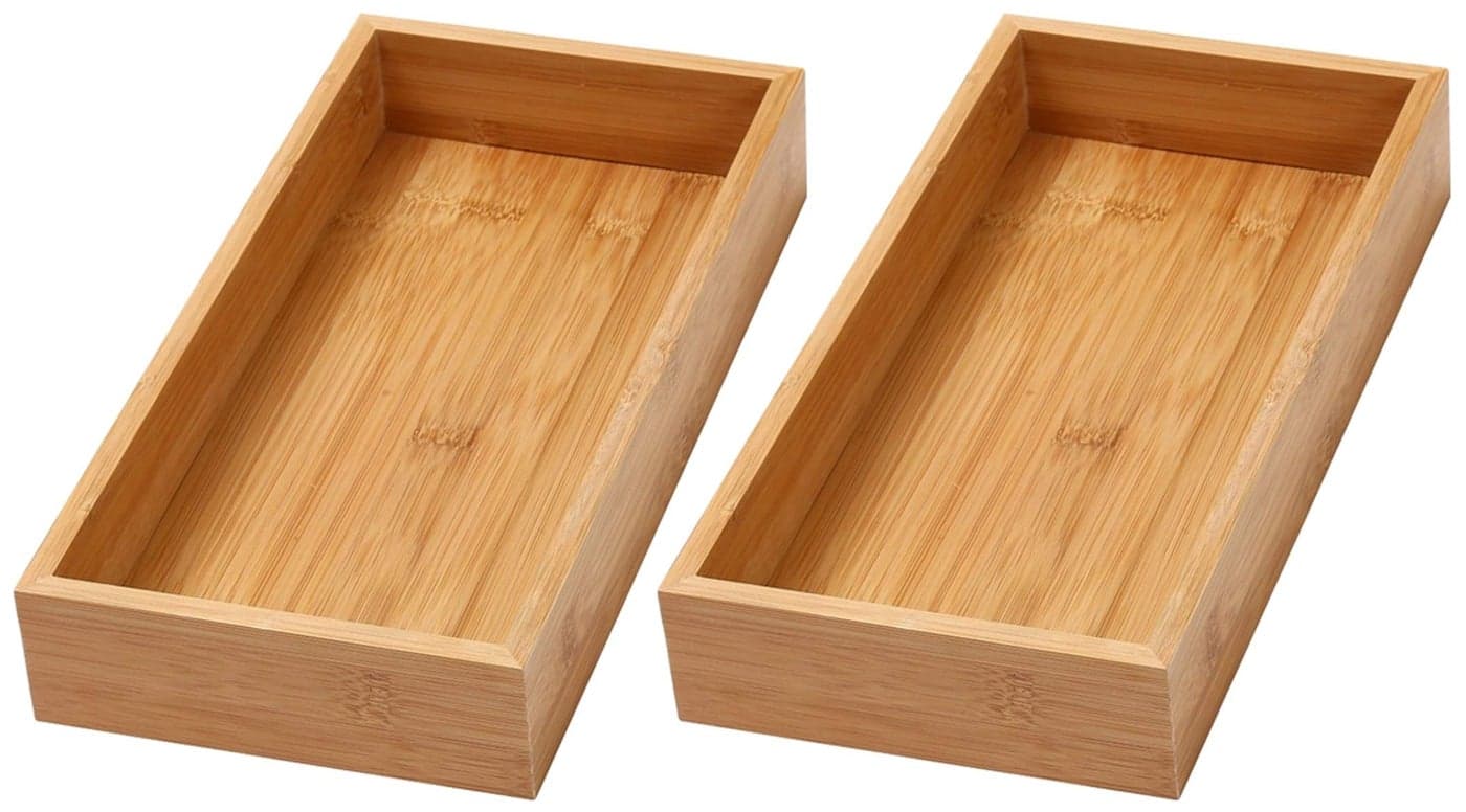 YBM HOME Bamboo Drawer Organizer Storage Box for Kitchen Drawer Junk Drawer Office Bedroom Children Room Craft Sewing and Bathroom 2 Pack 6x15x2 inch