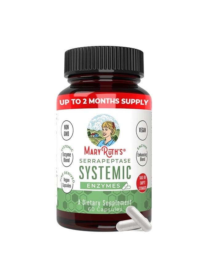 MaryRuth's | Serrapeptase Enzymes 120,000 SPU | Enteric Coated Up, High Potency | Sinus, Allergy Support, Tissue Health | 2 Month Supply | 60 Vegan Capsules