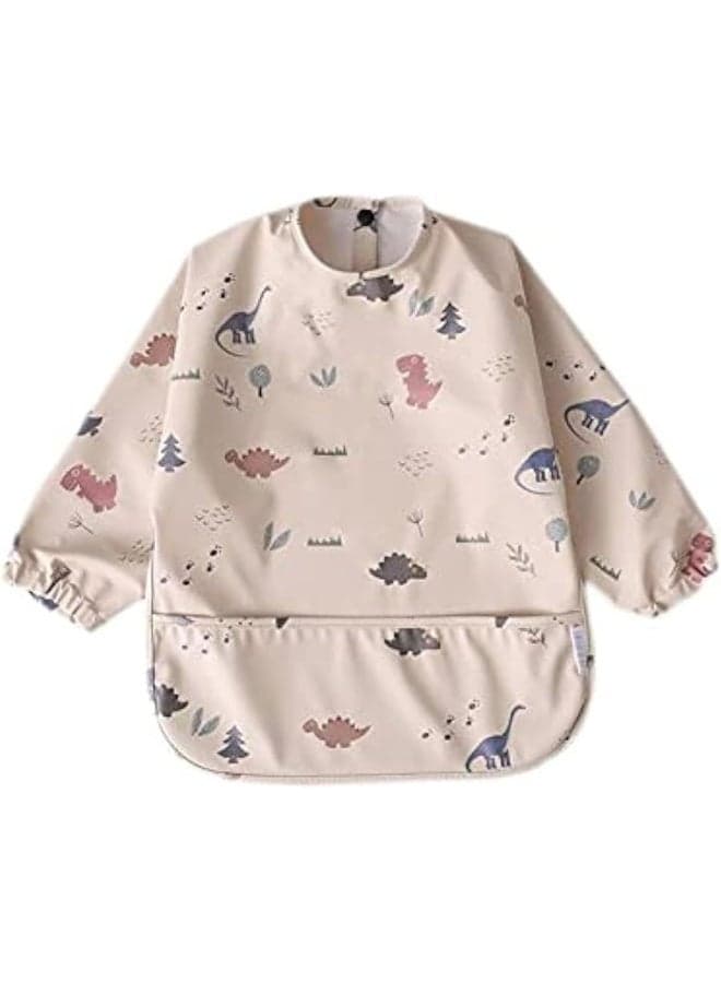 GZMM Waterproof Baby Bibs,Infant Toddler Long Sleeve Feeding Bib With Food Catcher,Easy Clean & Washable