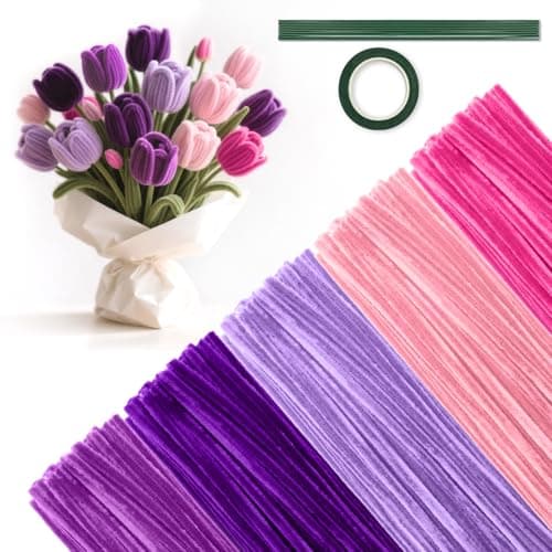 500 Pcs Pipe Cleaners for Crafting 5 Color Chenille Stems Fuzzy Sticks Kids DIY Arts Crafts Supplies with Bonus Flower Stems Gardening Tape