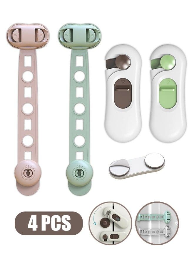 4 Pcs Baby Child Safety Cabinet Locks Cabinet Guards with Adhesive Childproof Door Latch (Brown+Green+Pink)