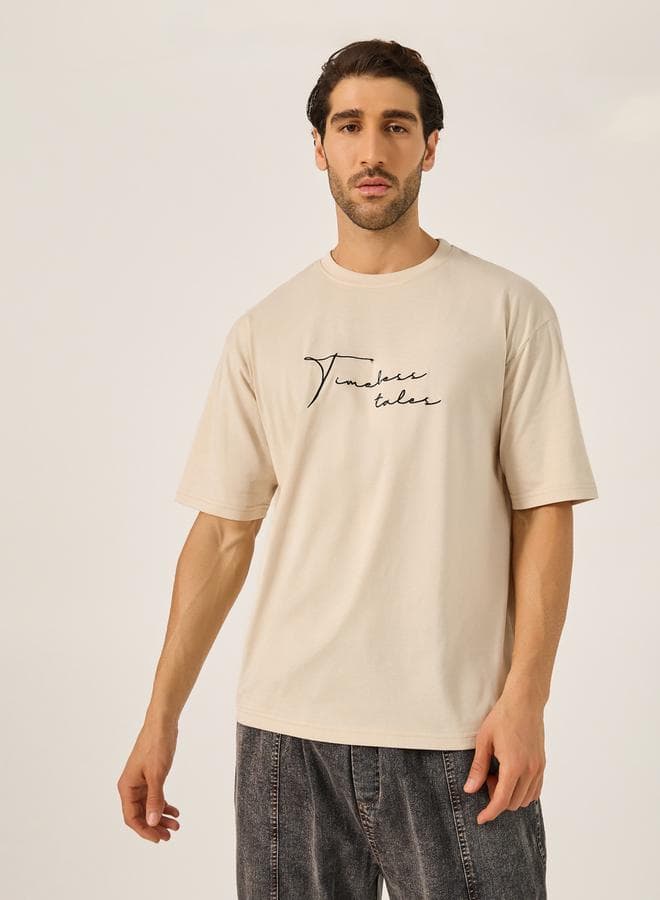 Cotton Rich Oversized Embroidered Timeless Tales T-Shirt