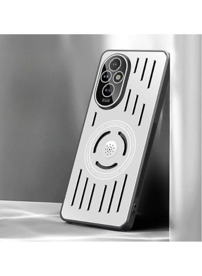 Case Compatible with Honor 200 Pro Metal perforated heat dissipation cover case, strong magnetic suction, with built-in lens film, aromatherapy sheet and magnetic strips