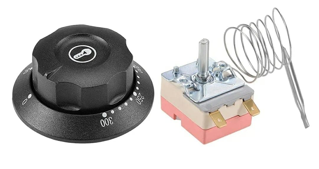 Shoppers Hub PNQ SPARES for IMPORTED SANDWICH GRILLER 811811E813 Models 300C Thermostat with Black Knob Set Contains 1 Thermostat 1 Black Knob