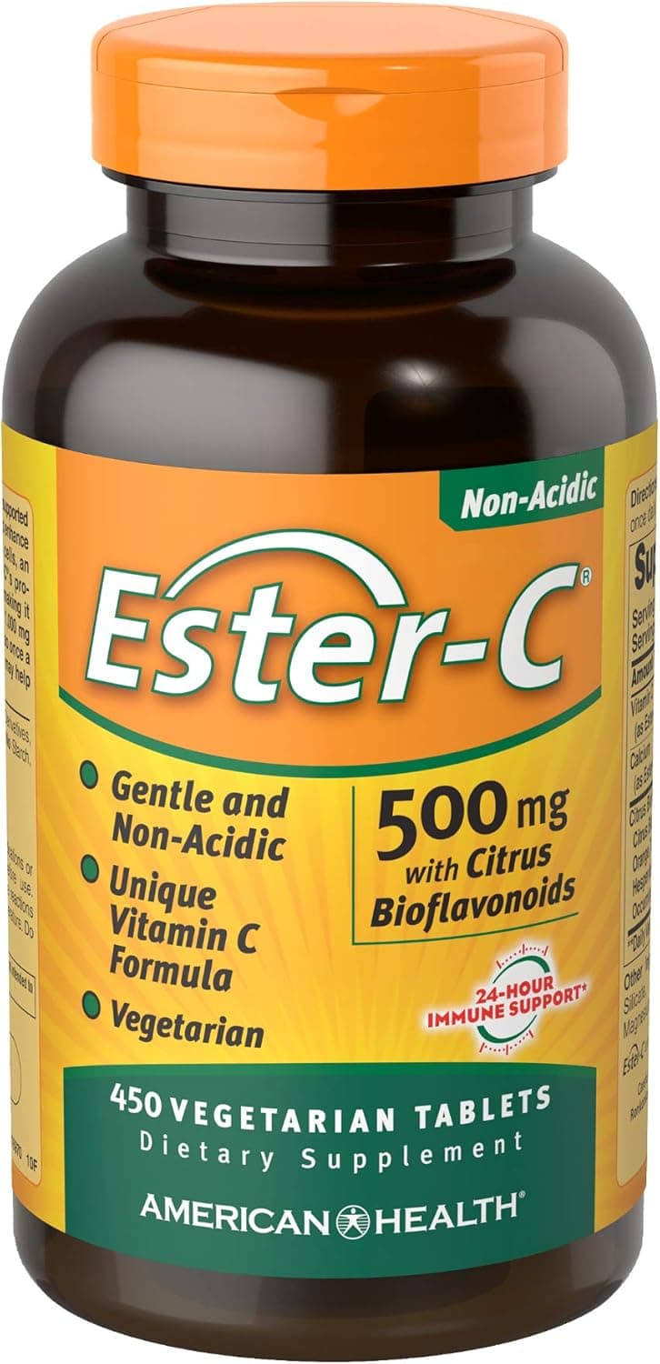 American Health EsterC with Citrus Bioflavonoids Vegetarian Tablets 24Hour Immune Support Gentle On Stomach NonAcidic Vitamin C NonGMO GlutenFree Vegan 500 mg 450 Count 225 Servings
