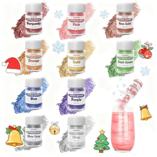 Edible Glitter for Cocktails, 10 Colors Easter Decorations Luster Dust Edible, Food Grade Shimmer Dust, Edible Glitter Powder for Drinks, Easter Eggs, Candy, Baking, Strawberries, Cupcakes, Cookies