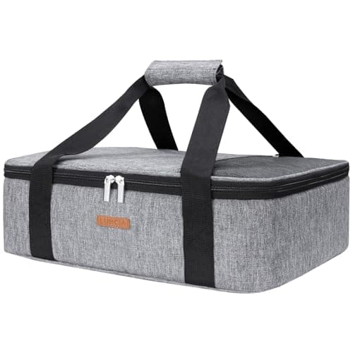 LUNCIA Insulated Casserole Carrier for Hot or Cold Food Lasagna Lugger Tote for Potluck PartiesPicnicCookouts Fits 9x13 Baking Dish Grey