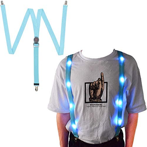 AMNQUERXUS Christmas LED Glow Light Up Suspenders Trouser Braces Y Shape Suspenders for Men Women (Blue)