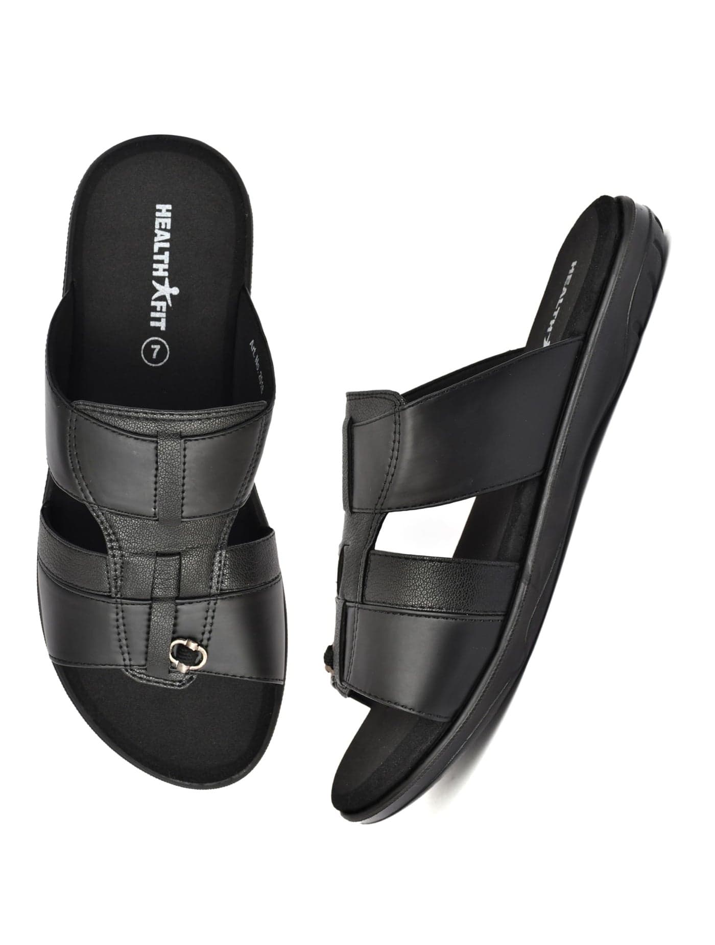 HEALTH FIT Extra Soft Diabetic & Orthopedic Platform Slippers/Doctor Chappal & Foortwear- Men, Black, Size_7