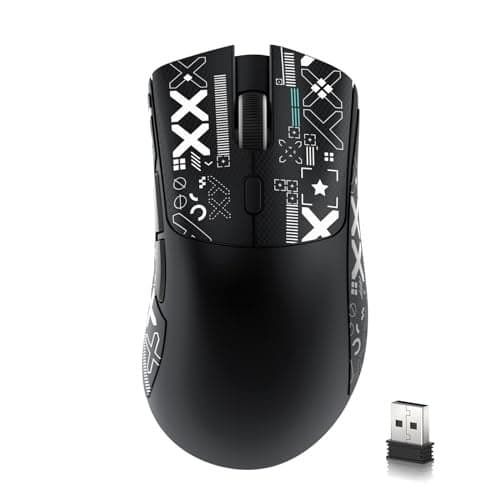 ATTACK SHARK R1 Wireless Gaming Mouse,Tri-Mode Connection (2.4G/Wired/BT5.2),55g Lightweight,18K DPI Optical Sensor,HUYU 20 Million Key Life,Ergonomic Design,for PC/Laptop/Win/Mac(Black+Sticker)