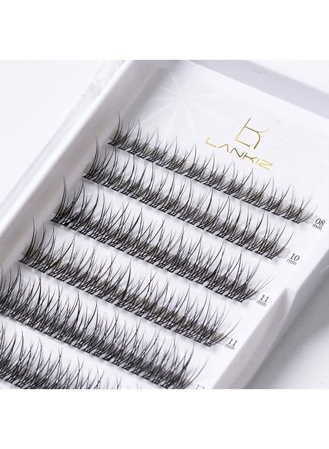 LANKIZ Individual Lashes Natural Cluster Lashes 12 Roots C Curl 0.1mm Thickness 8-14mm Mix Faux Mink DIY Individual Eyelashes 160 pcs (Cluster-27)