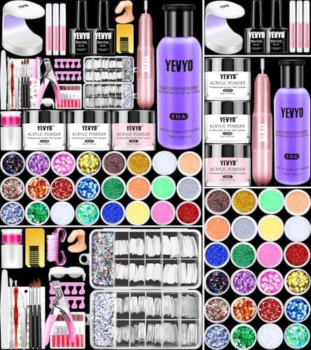 YEVYO Acrylic Nail Kit with Drill Acrylic Nail Kit for Beginners with Everything UV Light Nail Art Tools Gift Set for Home Salon
