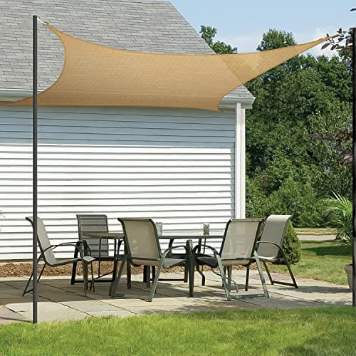 HIPPO Rectangle Shade Sail Affordable & Premium 150 GSM Sun Shade UV Block for Outdoor Patio Car Parking (Grey-Black, 9.5FTX10FT)