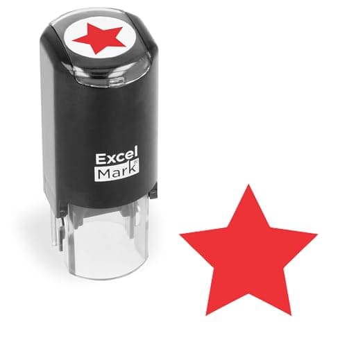 ExcelMark Round Teacher Stamp Solid Star RED Ink