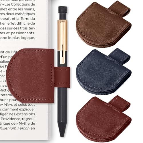 SESENSE Magnetic Pen Holder for Notebook - 3 Pcs Leather Magnetic Bookmarks Holder for Reading Women, Book Lover Gifts for Bookish, Standard Size